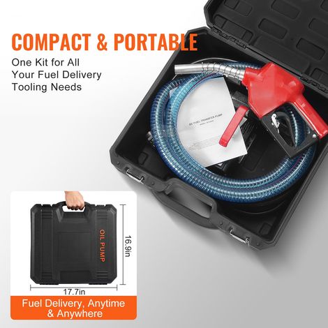 Pompe transvasement gasoil 12V 38L/min 186W portable electrique avec pistolet arret auto, debit eleve, tuyau aspiration refoulement long diesel fuel transformateur (1/5)