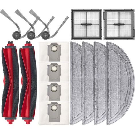 15 Zubehörteile: 2 Hauptbürsten, 4 Wischmopps, 3 Seitenbürsten, 2 HEPA-Filter, 4 Beutel für Roborock Q10 S5+, Q10 S5, Q10 x5 und Q10 x5+ Saugroboter (1/5)