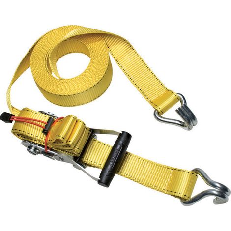 Master Lock 3058EURDAT Zertifizierter Spanngurt mit Ratsche und J-Haken, Gelb, 4,5 m x 35 mm Gurt