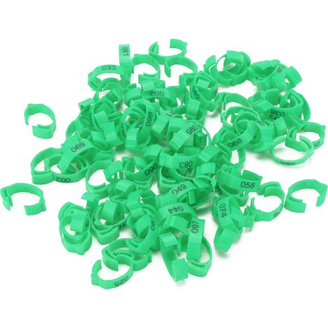 Anneaux de pied de volaille, 100 pièces, boucle d'identification avec numéros pour poulet, canard, oiseau vert (1/5)
