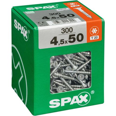 Set 300 viti SPAX Torx in acciaio a testa svasata, Diam.4,5 mm x L.50 mm SPAX