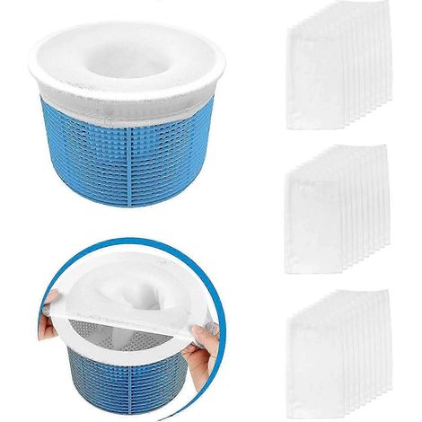 30 chaussettes filtrantes pour skimmer de piscine, filet à mailles fines pour la protection du panier du skimmer (1/4)