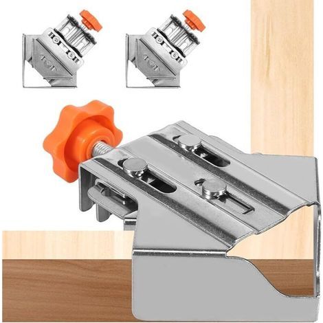 Lntyq Lot de 2 serre-joints d'angle épais en acier inoxydable, type d'ouverture/fermeture de précision, pince à angle droit pour le travail du bois, divers projets de décoration intérieure (fermé) (1/5)