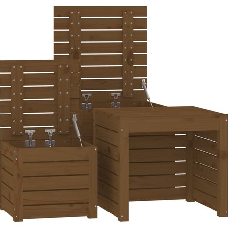 Set da giardino 3 pezzi in legno di pino massiccio marrone miele 020013177