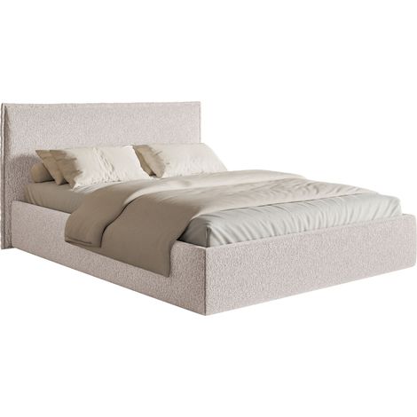 Selsey Softie Slim – Polsterbett 140×200 mit Bettkasten und Lattenrost, Chenille, beige