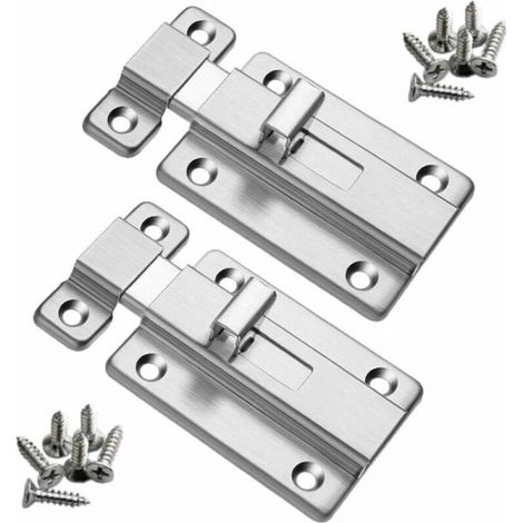 2 Pack Stainless Steel Door Lock with Screw Bolt for Interior Doors, Bathroom, Bedroom, 3"