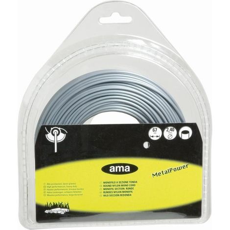Fil de débroussailleuse - Fil nylon de coupe - Monofil section ronde ø 3mm x 48 mètres "MetalPower"