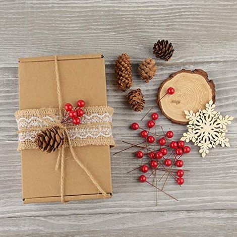 TUPARKA 300 x Mini baies de houx artificielles pour décorations de Noël, guirlandes et fournitures pour la confection de guirlandes (1/3)
