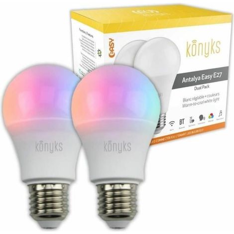 Lampadine LED connesse KONYKS Antalya Easy E27 11W Wi‑Fi + Bluetooth RGBW (2 unità) (1/4)