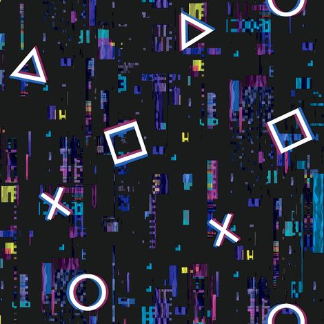 Video Game Glitch Wallpaper Debona Multicoloured Pink Purple Black Blue (1/4)