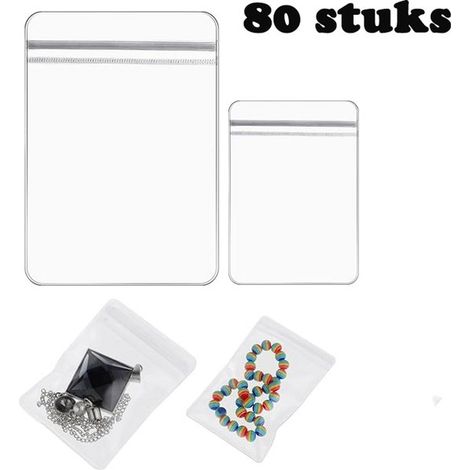 Lot de 80 sachets transparents pour bijoux – 6 x 8 cm et 8 x 12 cm – Anti-oxydation – Idéaux pour ranger bagues, colliers et boucles d'oreilles (1/5)