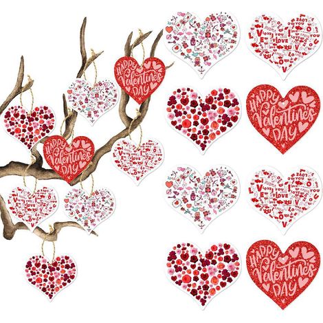 Ornement En Forme De Cœur - Décoration Suspendue Pour Fête Des Amoureux - Étiquette De Cadeau - 8 Pièces (1/5)