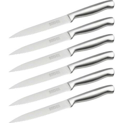 Ensemble de 6 Couteaux de cuisine professionnel 24 cm lame crantée Nirosta Star (1/5)