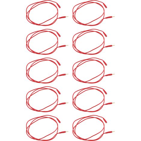 Lot de 10 cordons de test avec fiches bananes, en PVC et laiton, pour automobiles, 2 mm, rouge. (1/5)