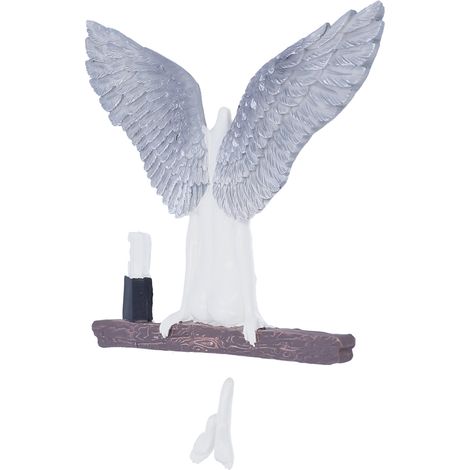 Ornement artisanal en résine représentant des ailes d'ange, statue d'ailes d'ange 3D pour décoration de fond, ailes d'ange argentées grande taille 20 (1/5)