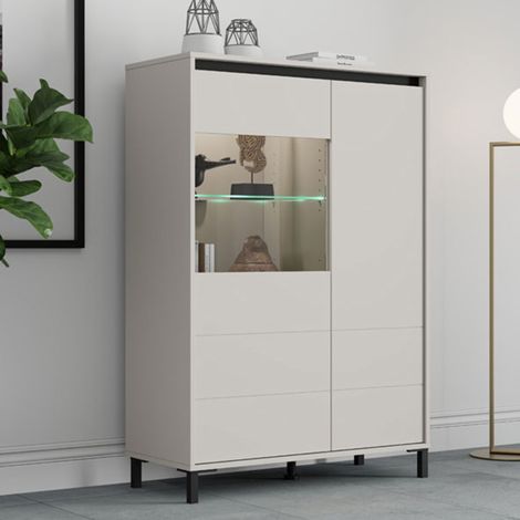 Sideboard Vignate, Anrichte mit 4 Regalen, 6 Fächern, 2 Türen, 93x40x135h cm Cremeweiß (1/5)