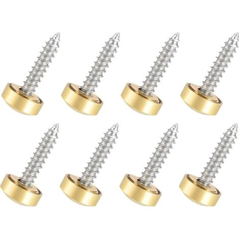 10mm Miroir Vis Cache Vis x 8PCS Poli Or Décoratif Capuchons Couverture Attaches pour Décoratif Miroir et Signe Publicité Matériel, [Or] (1/4)