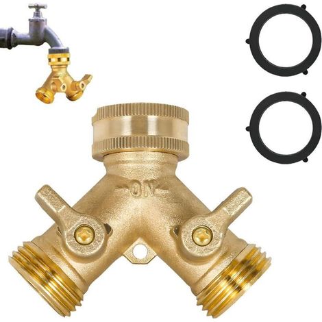 Bardusch-3pcs Robinet Double Machine A Laver,3/4" 2 Voies Raccord En Y Pour Tuyau D'arrosage,Double Robinet Machine A Laver,Raccord Machine ALaver,Robinet Double,Avec Vannes Marche,Pour Connexion De 2 (1/5)