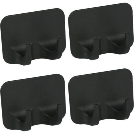 Set of 4 adhesive wall hooks, removable hooks, nail-free, waterproof, seamless hooks for home, bathroom, towel, bathroom ceiling (black) (1/5)