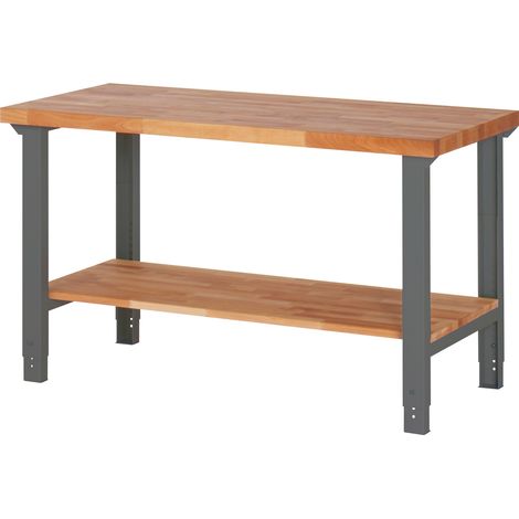 STIER Höhenverstellbarer Werktisch Premium mit Ablageboden BxTxH 1500x700x790-1140 mm