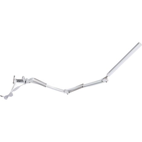 Lampe de bureau LED à bras articulé réglable, conçue pour le confort des yeux des étudiants, avec pince de serrage, idéale pour étudier ou travailler au bureau (TattooWhite). (1/5)