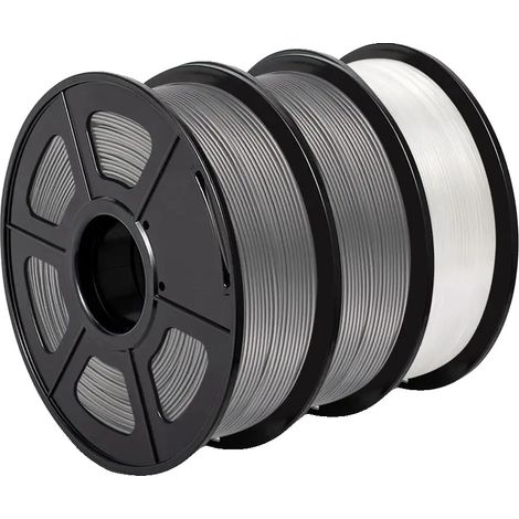 3D-Drucker-Filament, PLA-Material, 1,75 mm Durchmesser, 3 Rollen pro Packung, PETG-2GY-1WT (1/2)