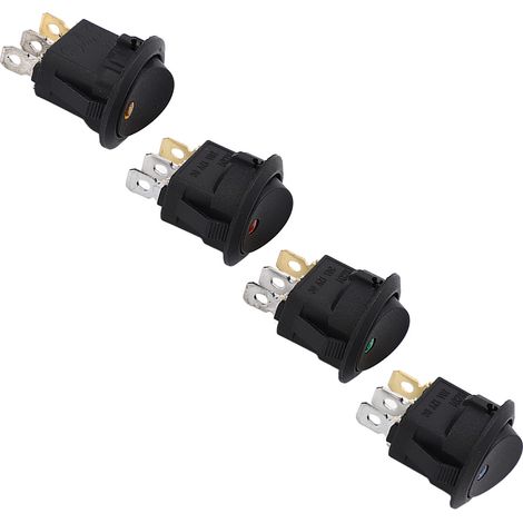 Lot de 20 interrupteurs à bascule 3 broches 2 positions 12 V, ronds en ABS avec LED pour machines (1/5)