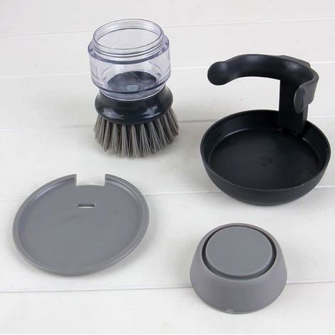 Brosse à vaisselle - - Brosse avec récipient - Poignée en ABS - Poils en nylon - Design transparent (1/5)