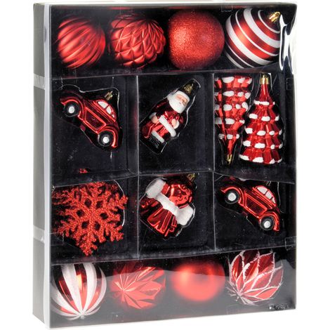 Deko Schmuck Set für den Weihnachtsbaum - 20-teilig - in rot weiß