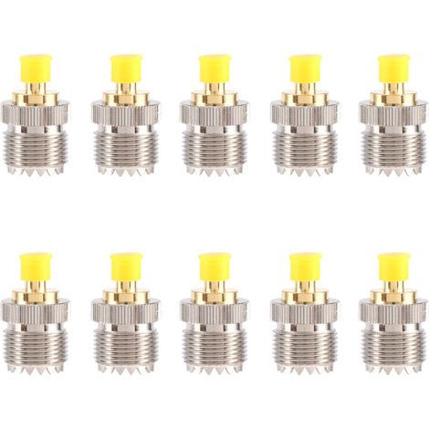 10 pezzi Adattatore connettore coassiale UHF da SMA femmina a RF femmina SO-239 SO239 a SMA (1/2)