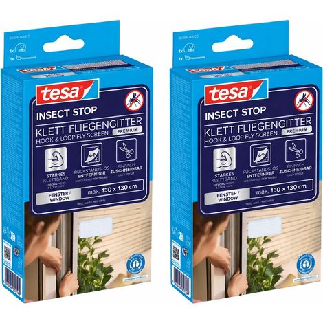 Lot de 2 — tesa Moustiquaire Fenêtre Premium - Blanc - 130x130cm (1/5)