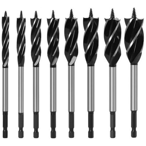 8 Pcs Forets à 4 Lames pour Bois Poignée Hexagonale en Acier au Carbone 1/4" Forets Set 10mm 12mm 14mm 16 mm 18mm 20mm 22mm 25mm Mèche Auto-taraudeuse à Coupe Rapide pour Perceuses Électriques (1/5)