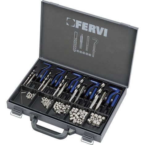 Sortimentssatz fur BSW-Gewindereparatur 1/4-1/2 Edelstahl 115-tlg Fervi e011/bsw