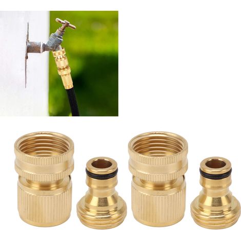Raccord Rapide pour Tuyau d'Arrosage en Cuivre, 2PCS 3/4" (Male/Femelle) avec Joints, Adaptateur pour Réparation et Installation Facile (1/5)