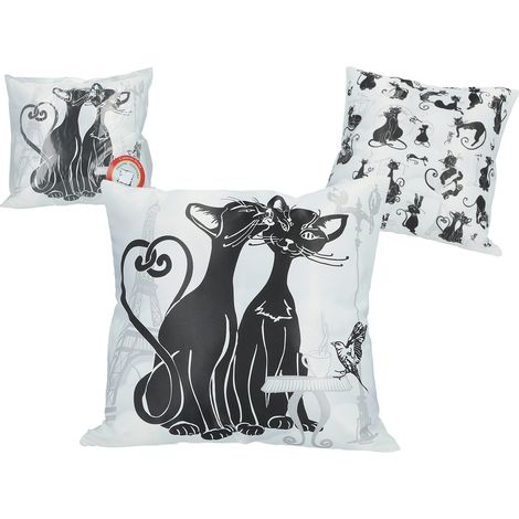 Funda de almohada decorativa con gatos en París, regalo del mundo de los gatos blancos (1/3)