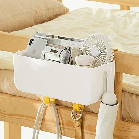 Panier de Rangement Suspendu Multifonction, Boîte de Rangement Murale Pratique, Organisateur de Chevet Suspendu, Idéal pour Télécommande, Livre, Journal, Téléphone, Bouteille d'Eau (1/5)