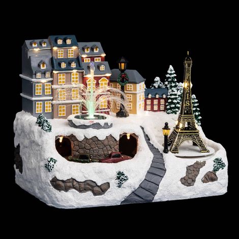 Tetti e fontana del villaggio illuminati con 36 led a fibre ottiche - Feeric lights & christmas