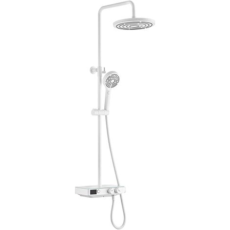 Edouard Rousseau – Colonne de douche thermostatique avec tablette – Écran de contrôle température – Débit 8 L/min – Douchette 3 jets – Flexible inox 1,5m
