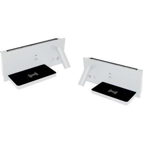 Coppia Applique Lampada Letto Ricarica Wireless Bianco Luce Naturale (1/5)