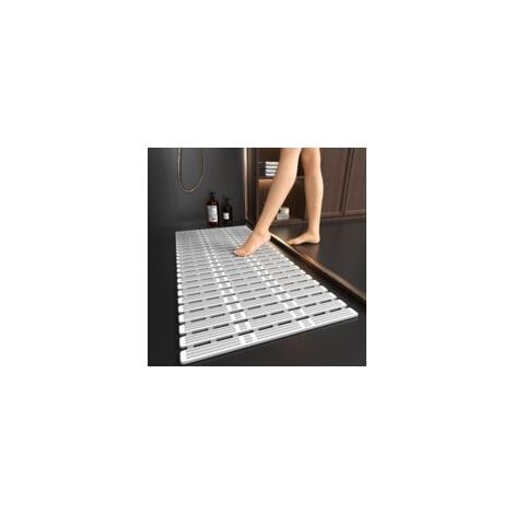 Grand tapis de douche antidérapant et anti-moisissure - 90 x 40 cm - Tapis de bain long en TPE antidérapant pour l'intérieur de la douche, avec ventouses, tapis de bain en caoutchouc, à découper sur m (1/4)