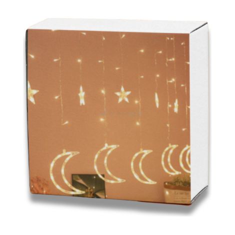 Cortina de luces LED para árbol de Navidad de 3,5 m/0,8 m con lunas y estrellas (1/3)