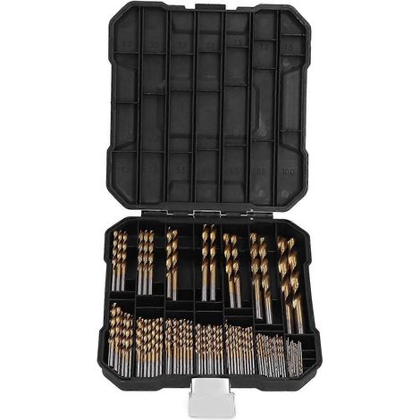 99-teiliges Set Spiralbohrer HSS Ti-beschichtet 1,5 mm–10 mm, 14 verschiedene Größen, inklusive Aufbewahrungsbox