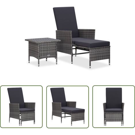 Salon de jardin 2 pcs avec coussins Résine tressée Gris 6 (1/5)