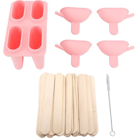 Moule à Glace Silicone Rose avec 50 Bâtonnets - Fabriquez des Esquimaux Maison Portable et Pratique (1/5)