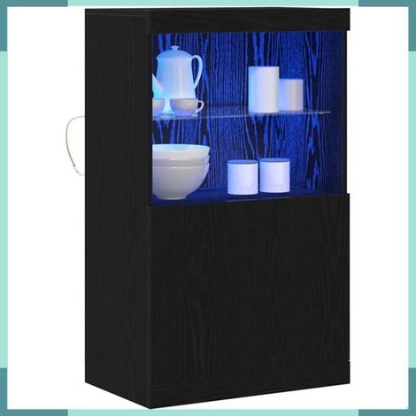 863035 Buffet LED Noir 60 x 37 x 100 cm Bois d'ingénierie (1/5)
