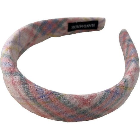 Bandeau rembourré à carreaux pour femme, large bandeau léger et antidérapant, idéal pour l'automne et l'hiver.-I (1/5)