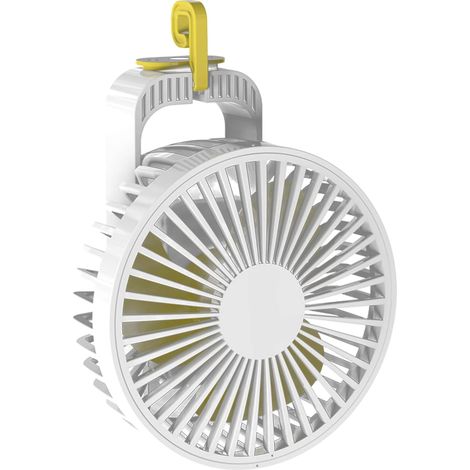 Mini ventilatore da tavolo USB, 4000 mAh, ricaricabile, 3 velocità, rotazione a 360°, oscillazione automatica, silenzioso, ventilatore personale per passeggino, ufficio, viaggi, campeggio (bianco) (1/5)