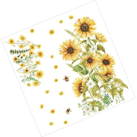 Stickers Muraux Décoratifs Tournesol et Abeille Pvc Imperméables, Autocollants Créatifs 30x90 Cm, pour Salon et Chambre, Lot de 2 Pièces, Amovibles et Faciles à Coller (1/5)
