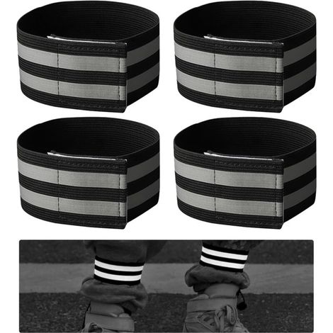 Bracelet de Sécurité Réfléchissant Cyclisme, Bande de Bracelet Réfléchissant Réglable, Brassard Securite, Haute Visibilité Vélo Running(4 pcs)