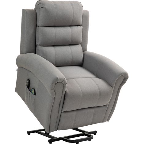 Sillón relax eléctrico con elevación asistida, reclinable, masaje y calor, gris claro (1/5)